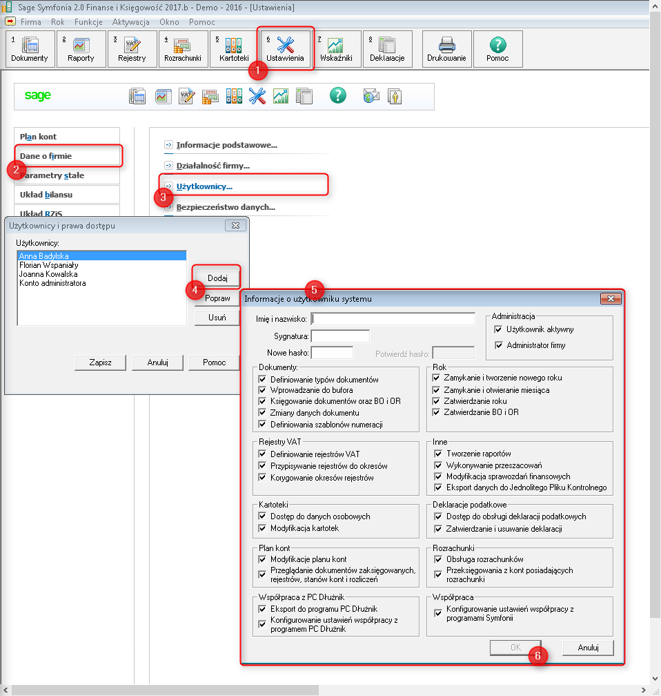 Jak dodać użytkownika w systemie Sage Symfonia Finanse i Księgowość?